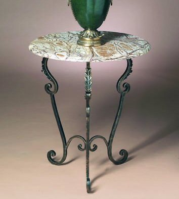 Iron End Table with Marble Top