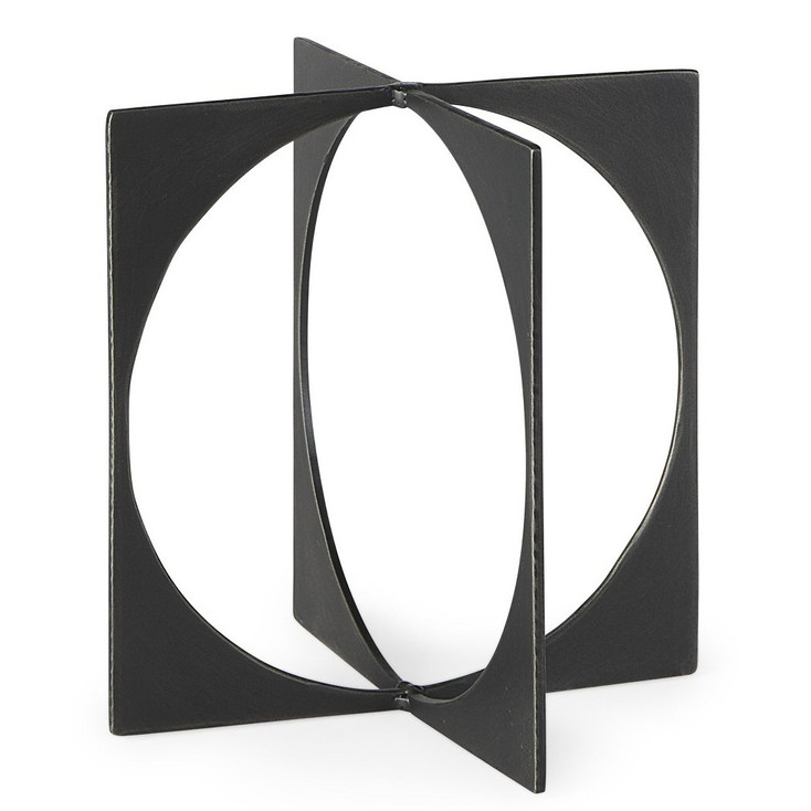 9" Charcoal Gray Circle Square Metal Sculpture