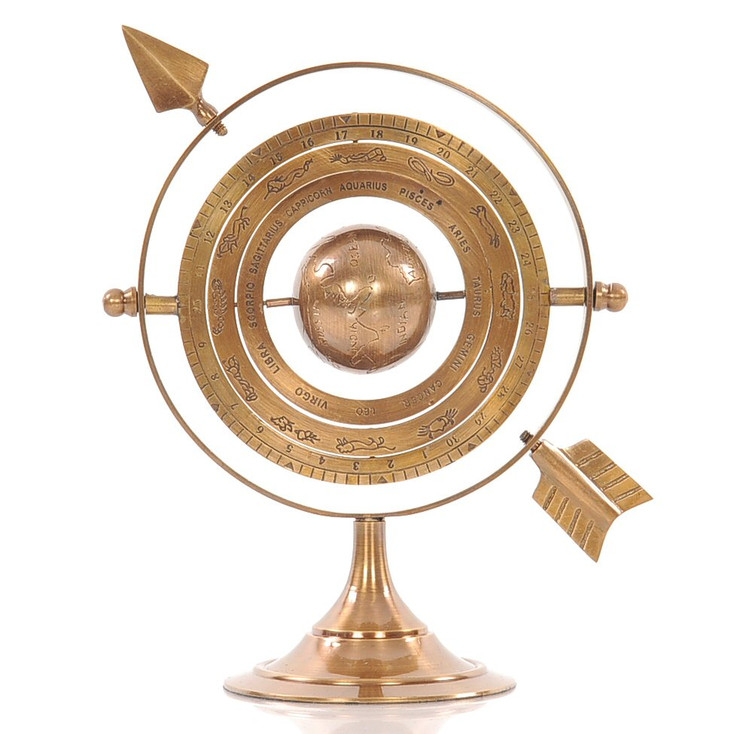 8.5" Brass Armillary Metal Sculpture