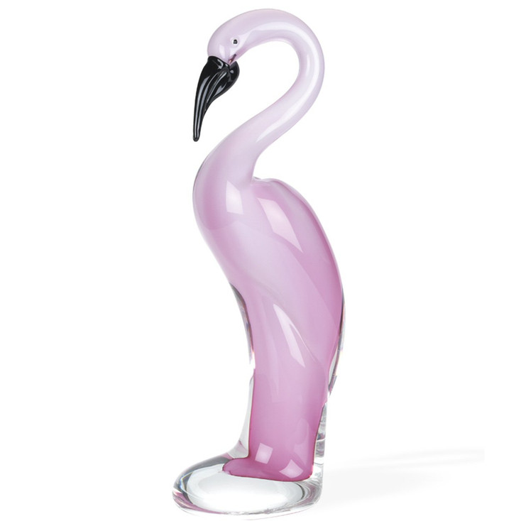 13" Pink Flamingo Glass Sculpture