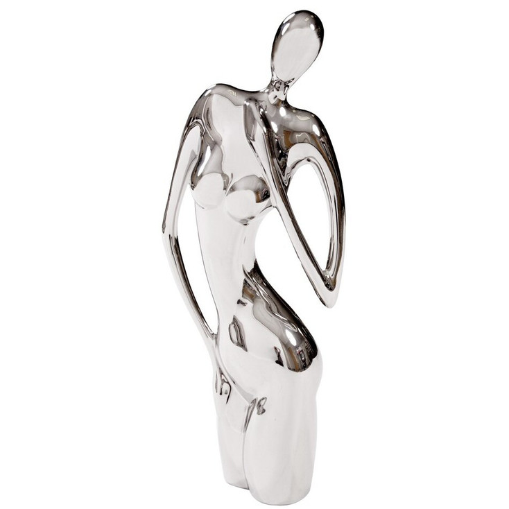 21" Silver Female Form Ceramic Sculpture