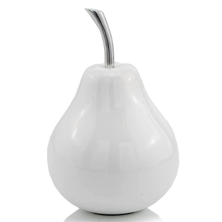 9" White Pear Aluminum Sculpture