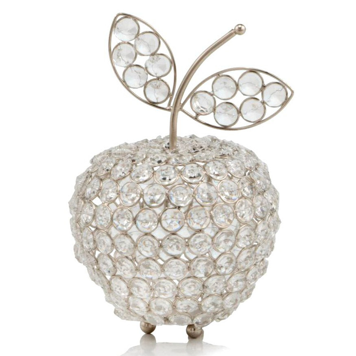 8" Crystal and Silver Iron Apple Sculpture