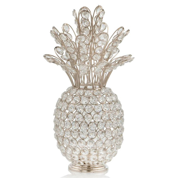 12.5" Crystal and Silver Iron Pineapple Sculpture