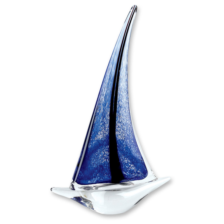 9" Blue Sailboat Glass Sculpture