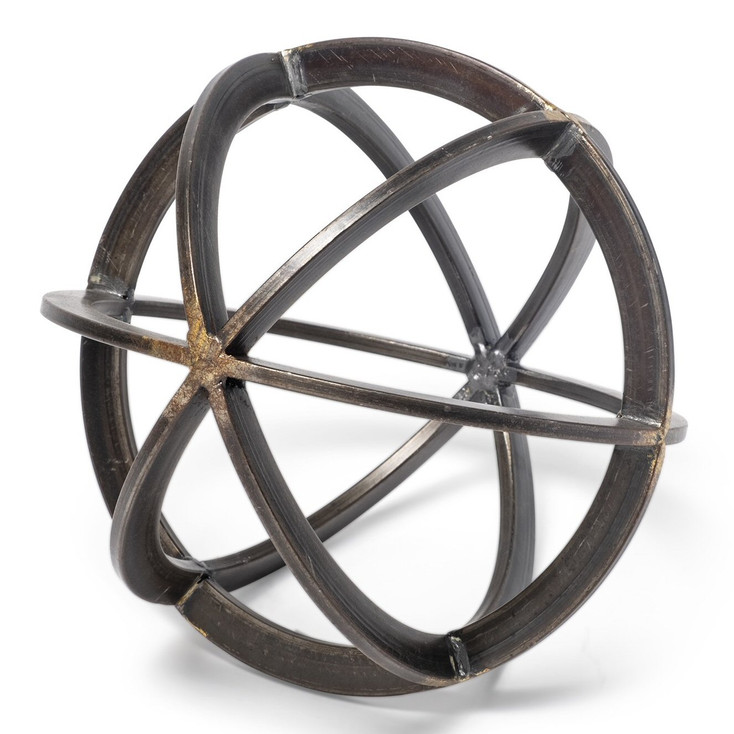 8" Black Circular Orb Metal Sculpture
