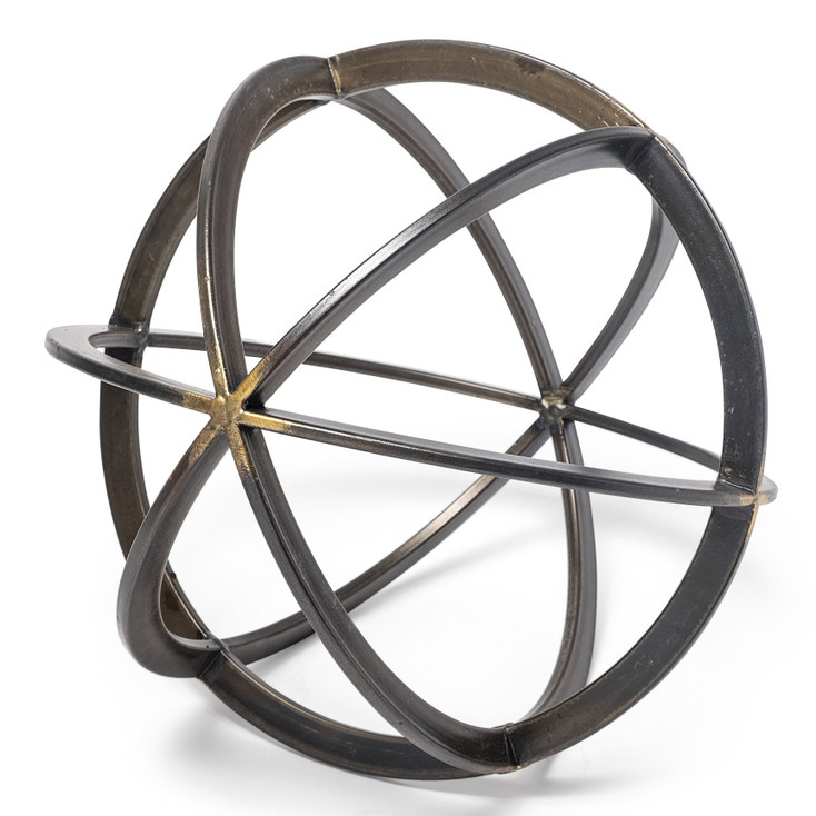10" Black Circular Orb Metal Sculpture