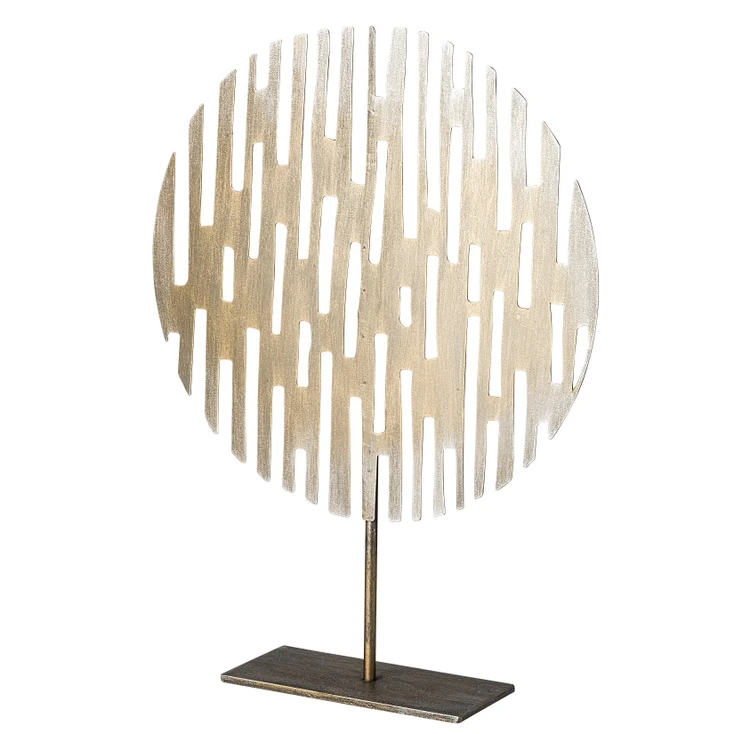17" Rustic Gold Flat Round Metal Sculpture