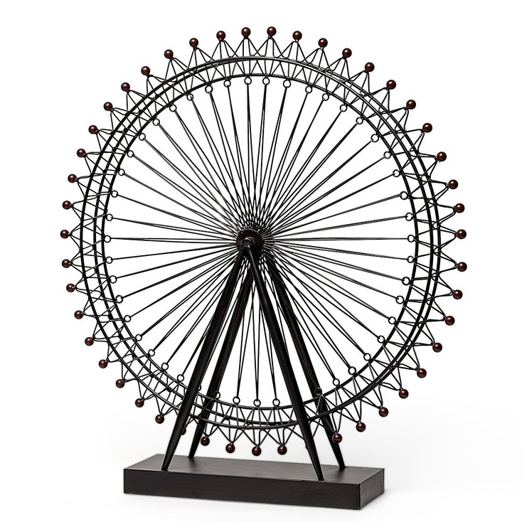 27" Black London Eye Metal Sculpture