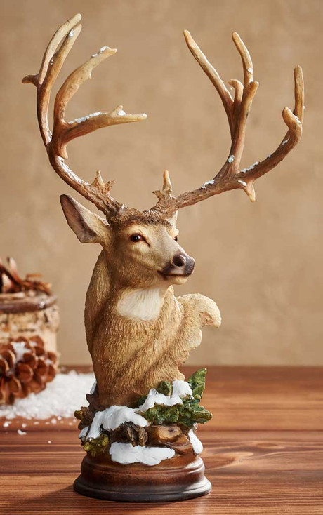 First Snow Mule Deer Hand Painted Sculpture by Stephen Herrero