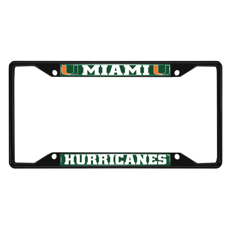 Miami Hurricanes Black License Plate Frame