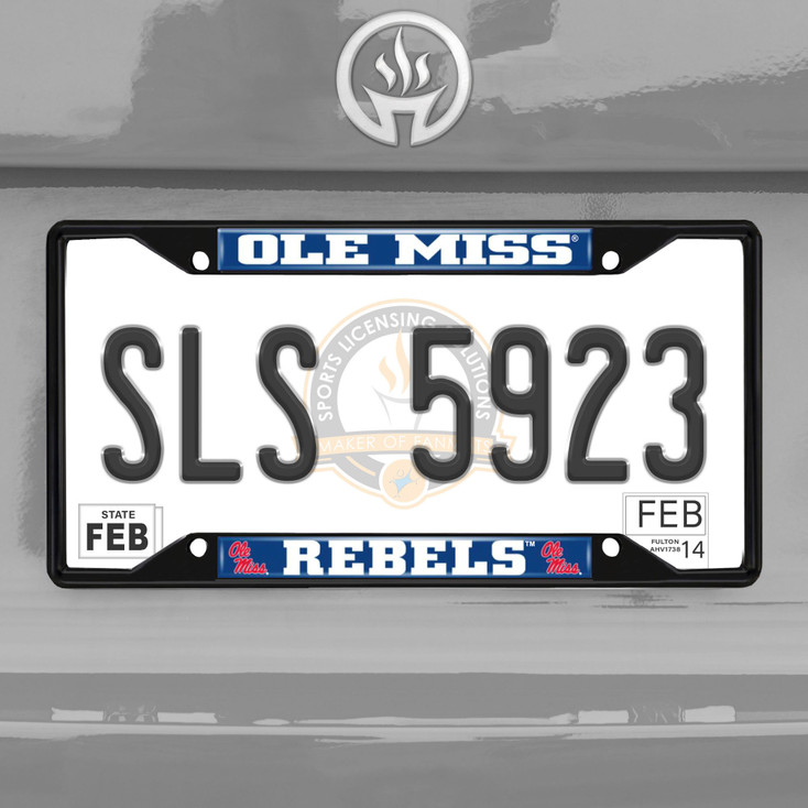 Mississippi Rebels Black License Plate Frame