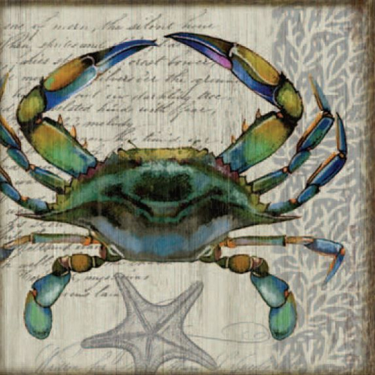 Blue Crab I Vintage Style Wooden Sign