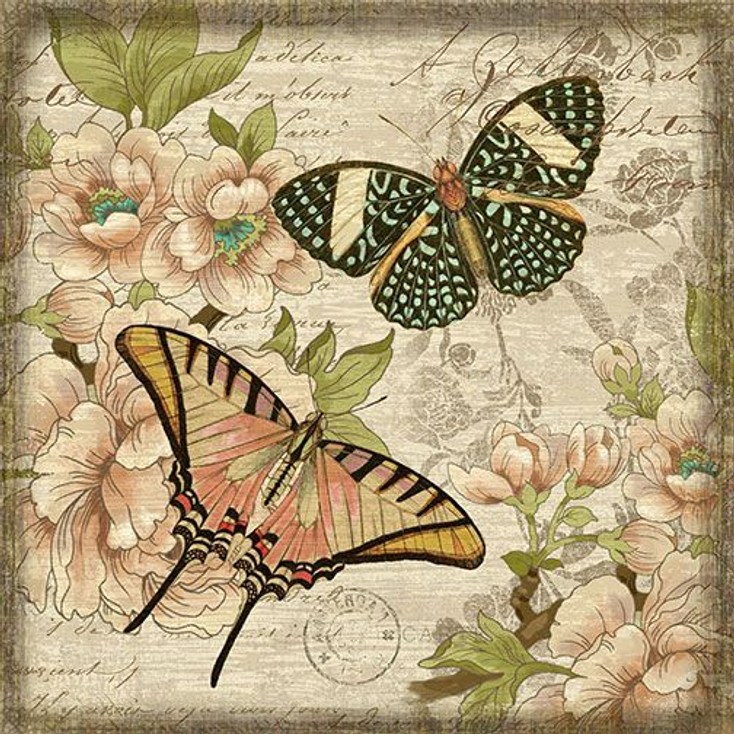 Vintage Butterfly I Vintage Style Wooden Sign