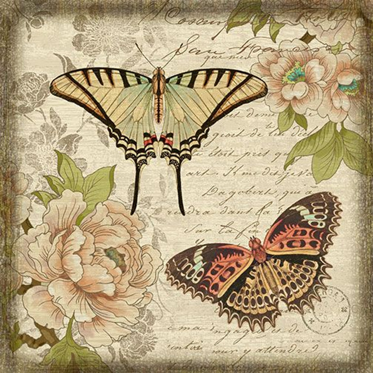 Vintage Butterfly II Vintage Style Wooden Sign