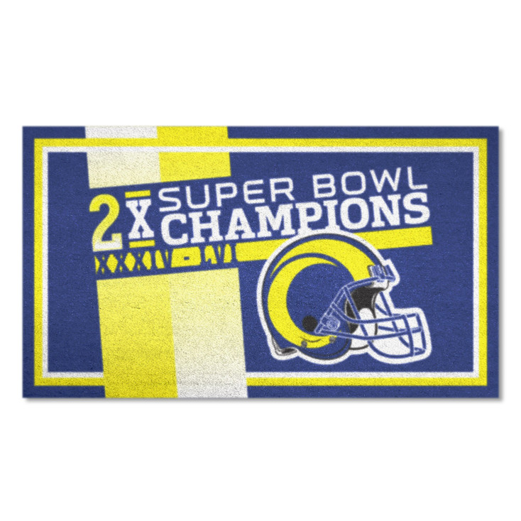 3' x 5' Los Angeles Rams Dynasty 2X Champs Rectangle Rug