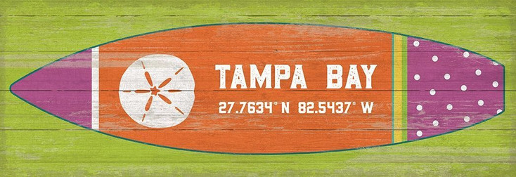 Custom Green Tampa Bay Latitude Surfboard Vintage Style Wooden Sign