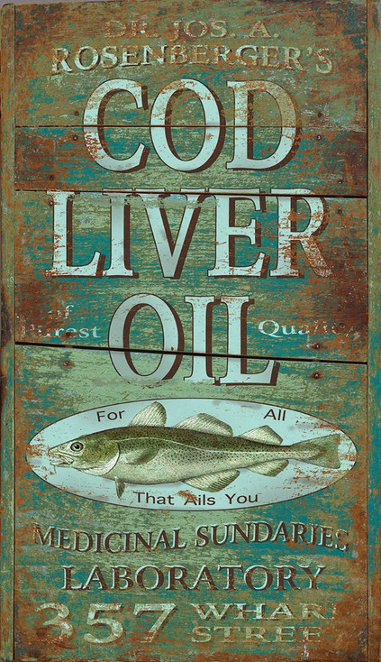 Custom Cod Liver Oil Vintage Style Wooden Sign
