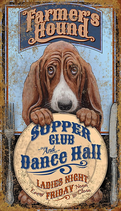 Custom Farmer's Hound Supper Club & Dance Hall Vintage Style Wooden Sign