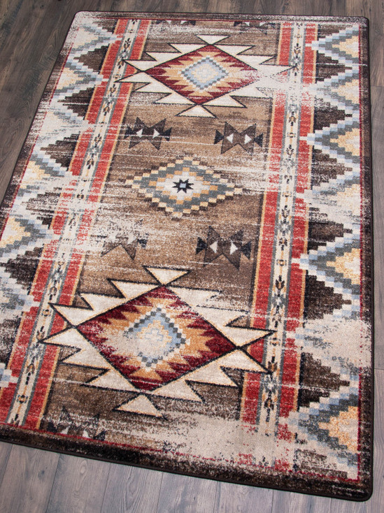 5' x 8' Bow Strings Distressed Brown Southwest Rectangle Rug