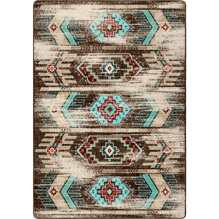 4' x 5' Carlsbad Distressed Turquoise Southwest Rectangle Rug