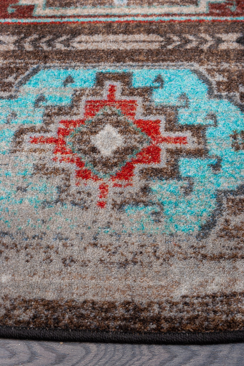 2' x 8' Carlsbad Distressed Turquoise Southwest Rectangle Runner Rug