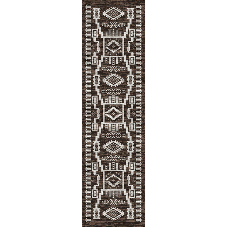 2' x 8' Cloudburst Chocolate Southwest Rectangle Runner Rug