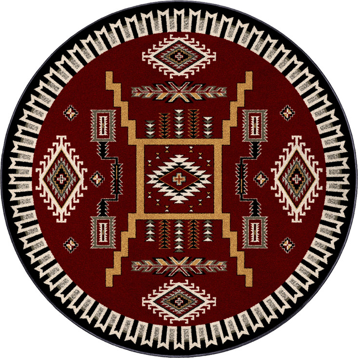 8' Cloudburst Garnet Southwest Round Rug