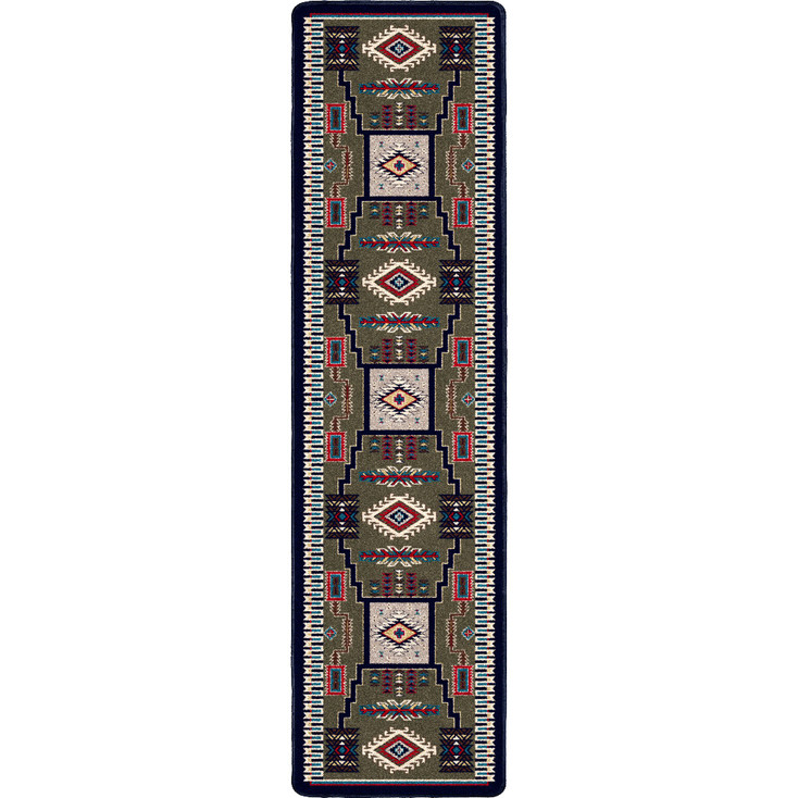 2' x 8' Cloudburst Green Southwest Rectangle Runner Rug