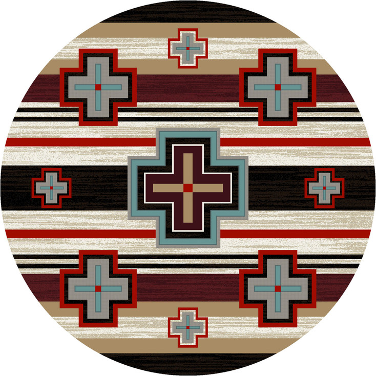 8' Cross Roads Fuego Southwest Round Rug