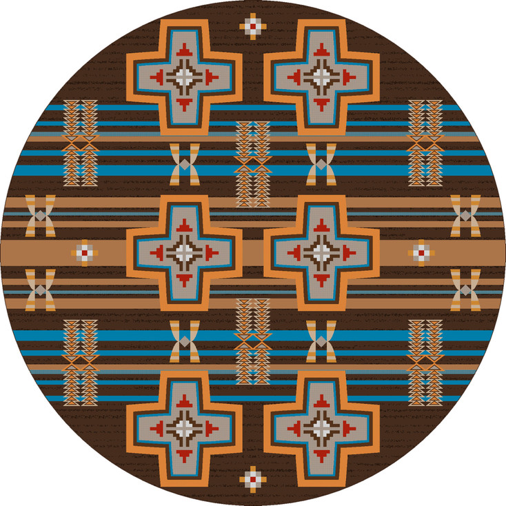 8' Grand River Desert Rust Southwest Round Rug