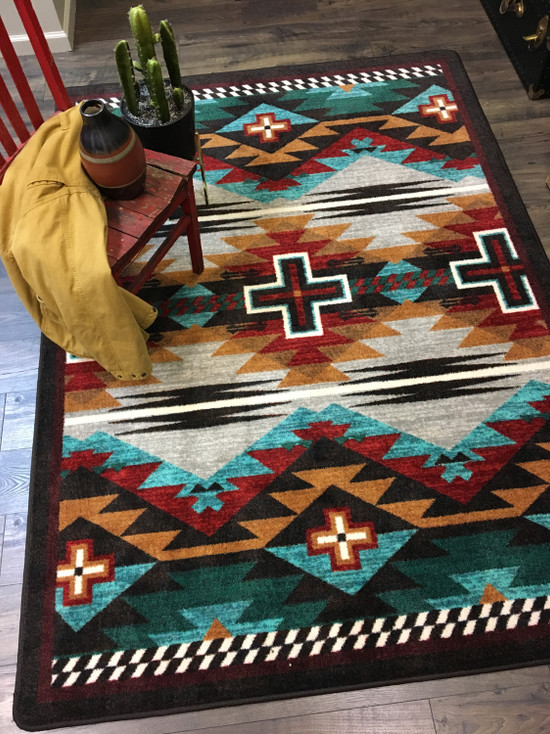 5' x 8' Rustic Cross Electric Southwest Rectangle Rug