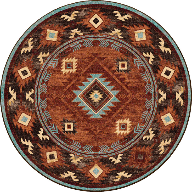 8' Whisky River Rust Southwest Round Rug