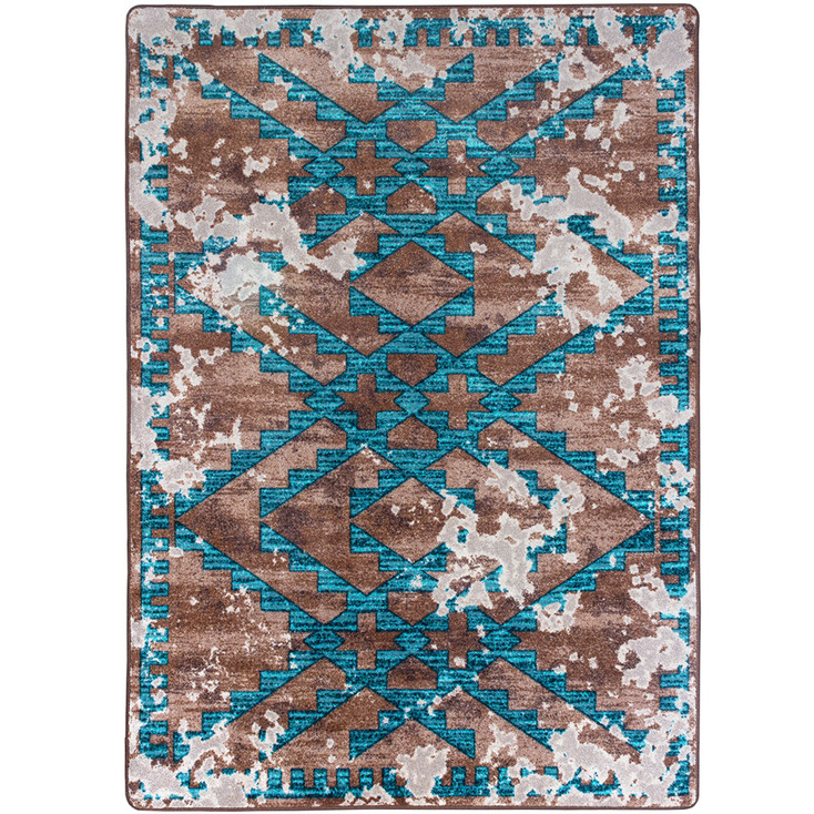 4' x 5' Distressed Fresco Turquoise Western Rectangle Rug