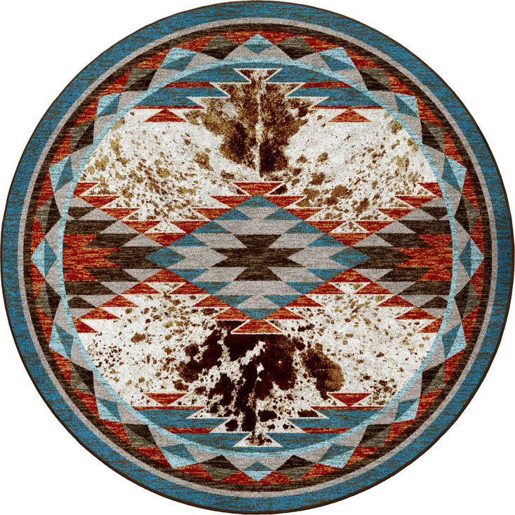 8' Nova Cowhide Rancher Western Round Rug