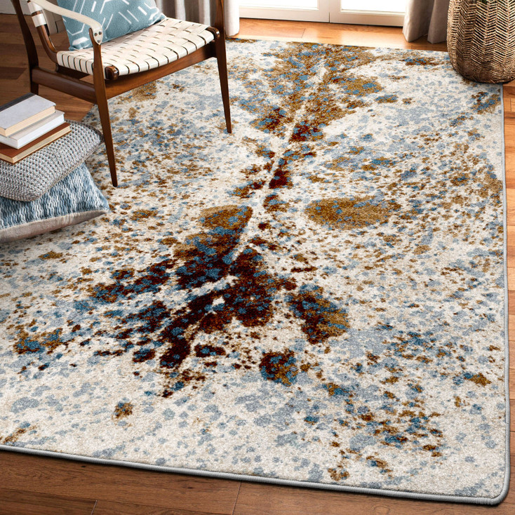 3' x 4' Splatter Cowhide Denim Western Rectangle Scatter Rug