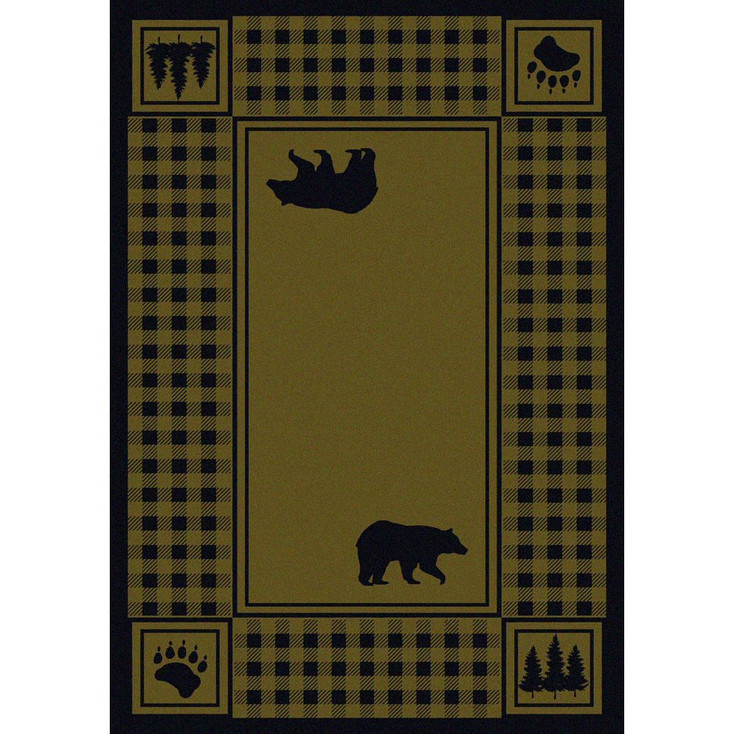 4' x 5' Bear Refuge Green Wildlife Rectangle Nylon Area Rug