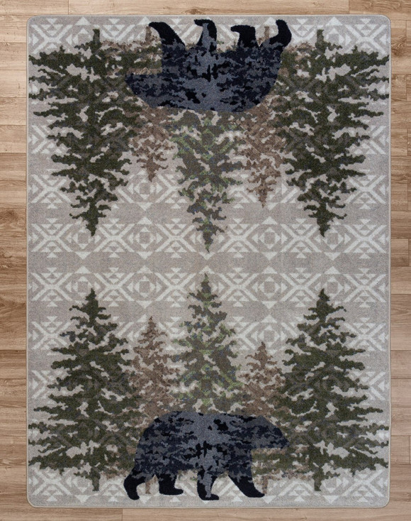 4' x 5' High Point Bear Stone Wildlife Rectangle Nylon Area Rug