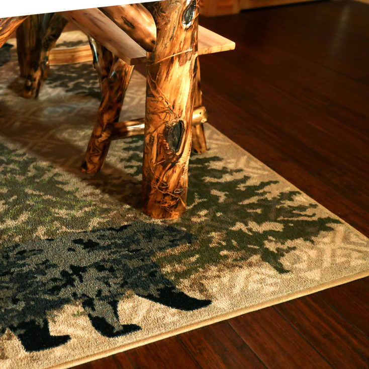 4' x 5' High Point Bear Stone Wildlife Rectangle Nylon Area Rug