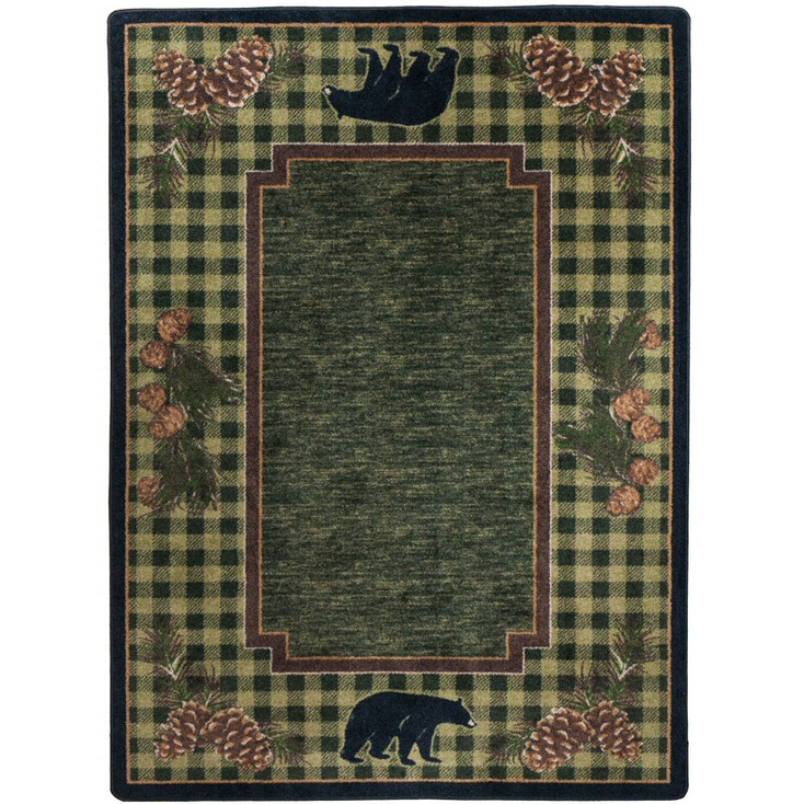 5' x 8' Lakeside Bear Green Wildlife Rectangle Nylon Area Rug