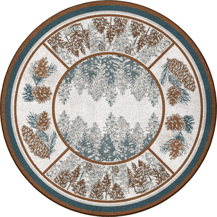8' Peaceful Pines Reflection Round Nylon Area Rug