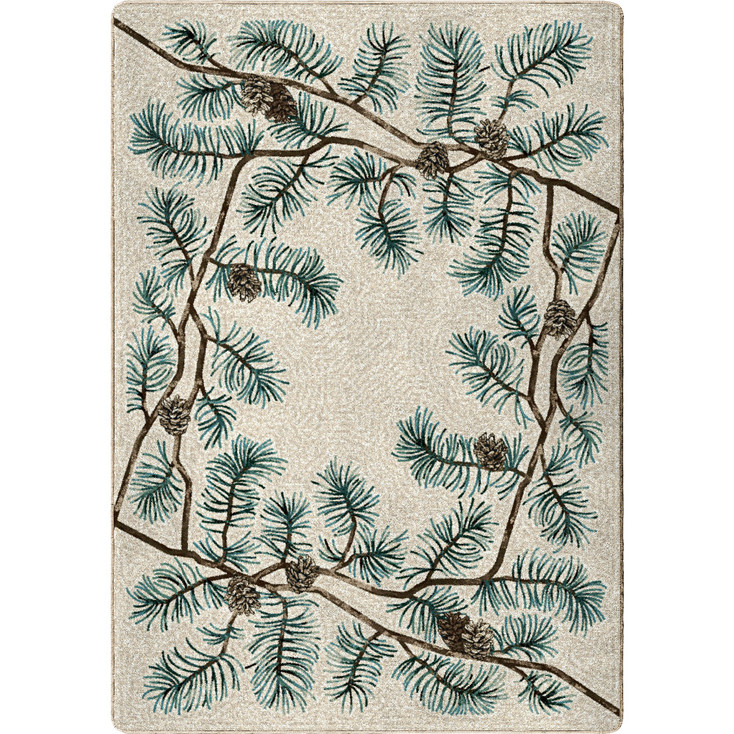 8' x 11' Pine Bough Border Nature Rectangle Nylon Area Rug