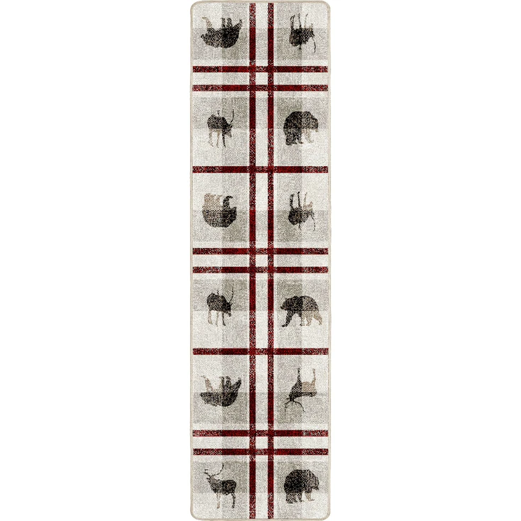 2' x 8' Rio Vista Red Stripe Wildlife Rectangle Runner Nylon Area Rug