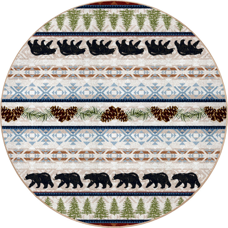 8' Trailside Bear Wildlife Round Nylon Area Rug