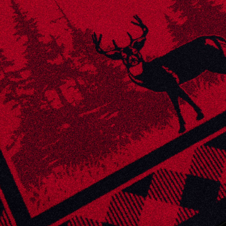 5' x 8' Whitetail Deer Plaid Deep Red Wildlife Rectangle Nylon Area Rug