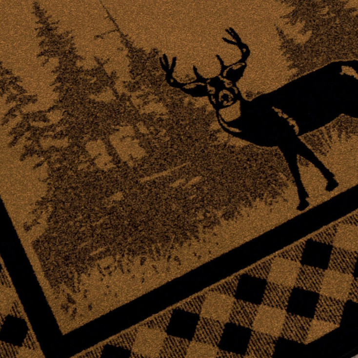 5' x 8' Whitetail Deer Plaid Brown Wildlife Rectangle Nylon Area Rug