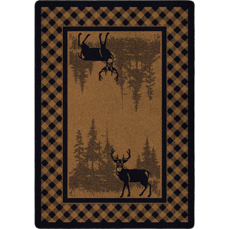 3' x 4' Whitetail Deer Plaid Brown Wildlife Rectangle Scatter Nylon Area Rug