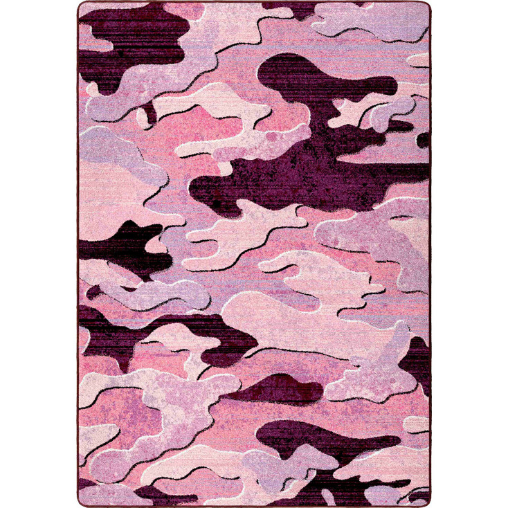 4' x 5' Distressed Pink Camo Rectangle Nylon Area Rug