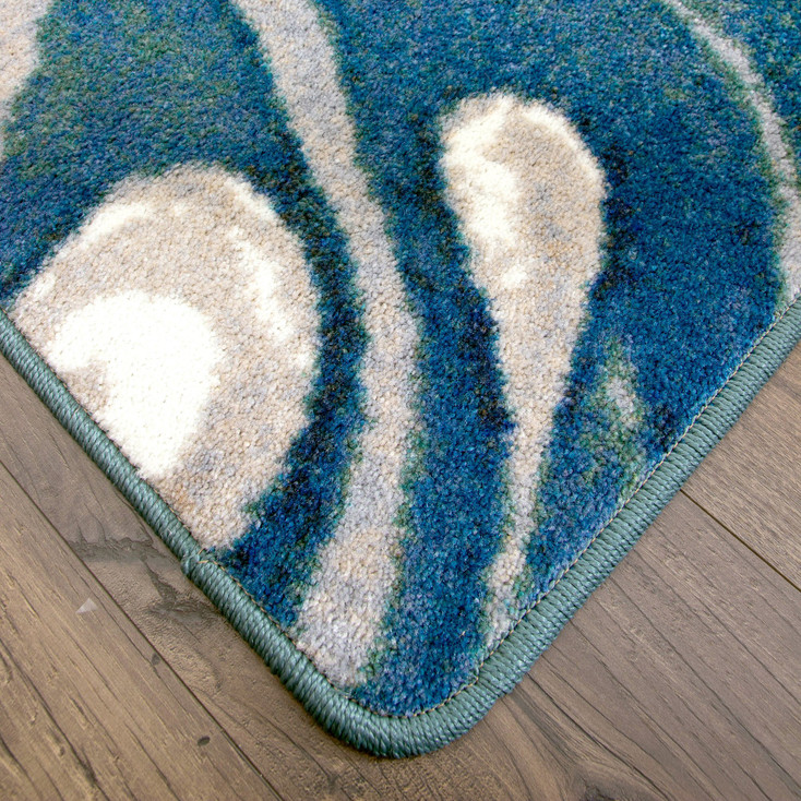 2' x 8' Abstract Jellyfish Ocean Blue Rectangle Runner Nylon Area Rug