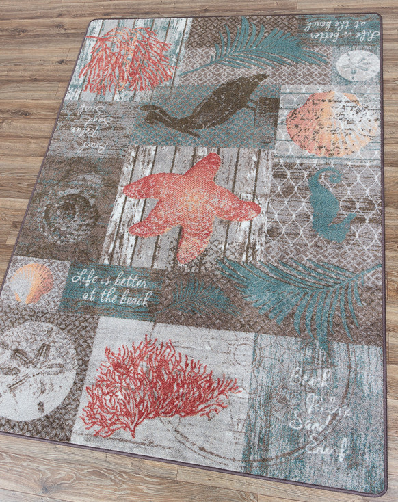 4' x 5' Beach Blocks Rectangle Nylon Area Rug
